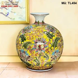 bình hút lộc Bát Tràng Hoa Dây Vẽ Vàng H35 - Mã TL454