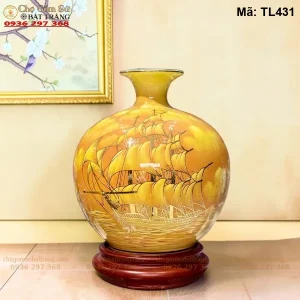 bình hút lộc Bát Tràng Thuận Buồm Xuôi Gió Vẽ Vàng H30 - Mã TL431