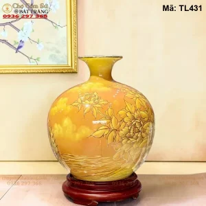 bình hút lộc Bát Tràng Thuận Buồm Xuôi Gió Vẽ Vàng H30 - Mã TL431 - Ảnh 2