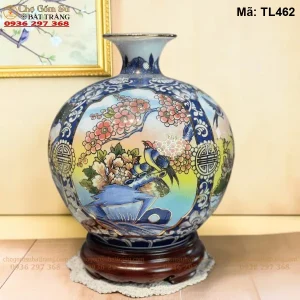 bình hút lộc Bát Tràng Tứ Cảnh Vẽ Vàng H30 - Mã TL462 - Ảnh 2