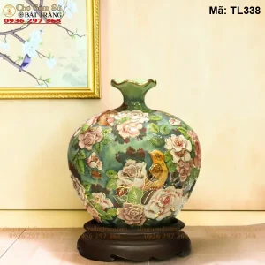 Bình Hút Lộc Chim Hoa Họa Tiết Nổi Vẽ Vàng - Mã TL338