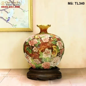 Bình Hút Lộc Chim Hoa Nổi Vẽ Vàng - Mã TL340