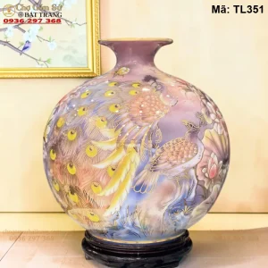 Bình Hút Lộc Công Danh Phú Quý Vẽ Vàng H35 Màu Tím - Mã TL351