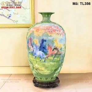 Bình Hút Lộc Dáng Cao Nhị Cảnh Mã Đáo Thành Công – Công Danh Phú Quý H50 - Mã TL356