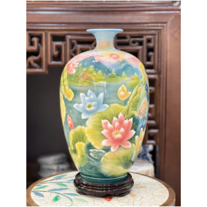Bình Hút Lộc Dáng Cao Vẽ Sen Phú Qúy H50