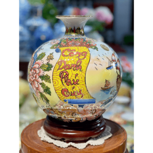 Bình Hút Lộc Nhị Cảnh Công Danh Phú Qúy-Thuận Buồm Xuôi gió Vẽ Vàng H30