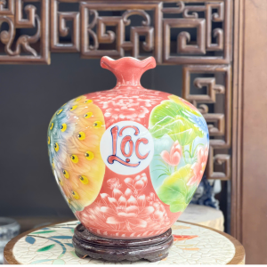 Bình Hút Lộc Vẽ Công Danh Phú Qúy Dáng Túi H35