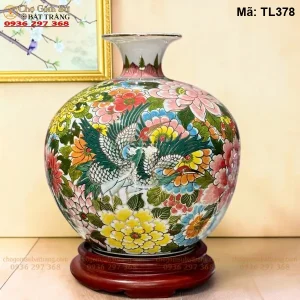 Bình Hút Lộc Hạc Ngàn Hoa Sinh Phú Quý Vẽ Vàng H30 - Mã TL378