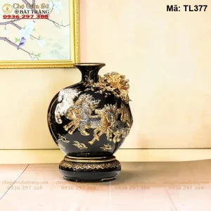 Bình Hút Lộc Mã Đáo Thành Công Xanh Coban Vẽ Vàng - Mã TL377