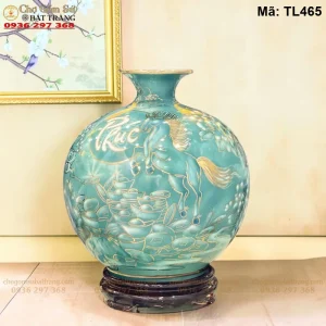 Bình Hút Lộc Mã Nghênh Phúc Lộc Vẽ Vàng H30 - Mã TL465