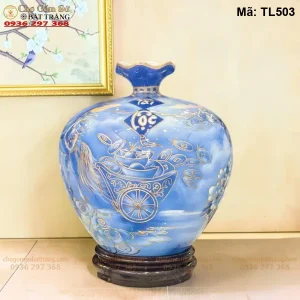 Bình Hút Lộc Mã Nghênh Phúc Lộc Vẽ Vàng H32 - Mã TL503