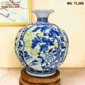 Bình Hút Lộc Mẫu Tử Du Xuân Men Lam H35 - Mã TL385