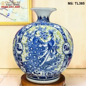 Bình Hút Lộc Mẫu Tử Du Xuân Men Lam H35 - Mã TL385 - Ảnh 2