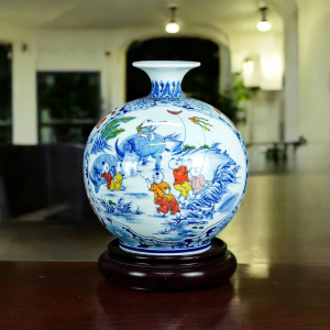 Bình Hút Lộc -Tấn Tài Tấn Lộc-Men Lam H35