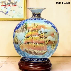 Bình Hút Lộc Nhị Cảnh Cổ Đồ Vẽ Vàng H35 - Mã TL388