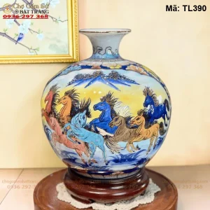 Bình Hút Lộc Nhị Cảnh Công Danh Phú Quý – Thuận Buồm Vẽ Vàng H30 - Mã TL390