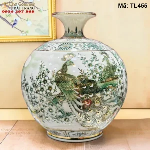 Bình Hút Lộc Nhị Cảnh Thuận Buồm Xuôi Gió Công Danh Phú Quý Men Hoàng Thổ H35 - Mã TL455