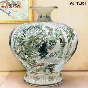 Bình Hút Lộc Nhị Cảnh Thuận Buồm Xuôi Gió Công Danh Phú Quý Men Hoàng Thổ H35 - Mã TL501 - Ảnh 2