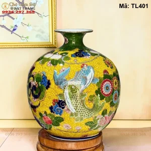 Bình Hút Lộc Niên Niên Hữu Dư Nổi Vẽ Vàng H30 - Mã TL401 - Ảnh 2