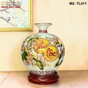 Bình Hút Lộc Phong Thủy Phúc Lộc Vẽ Vàng H35 - Mã TL411