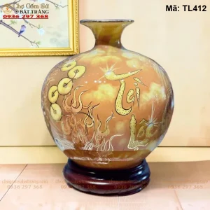 Bình Hút Lộc Phụng Sinh Tài Lộc Vẽ Vàng H30 - Mã TL412