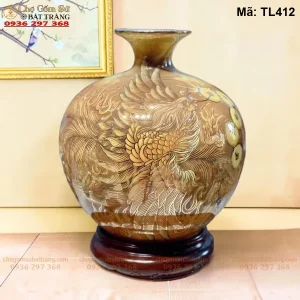 Bình Hút Lộc Phụng Sinh Tài Lộc Vẽ Vàng H30 - Mã TL412 - Ảnh 2