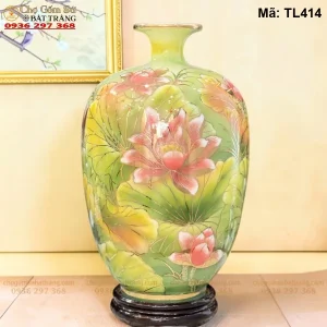 Bình Hút Lộc Sen Hạc Phú Quý Vẽ Vàng H38 - Mã TL414 - Ảnh 2