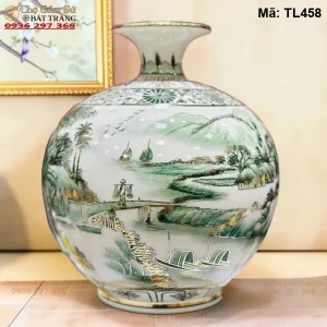 Bình Hút Lộc Sơn Thủy Men Hoàng Thổ H35 - Mã TL458