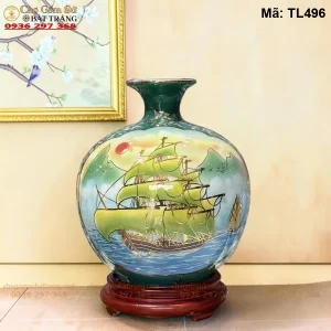 Bình Hút Lộc Thuận Buồm Xuôi Gió Vẽ Vàng H30 - Mã TL496