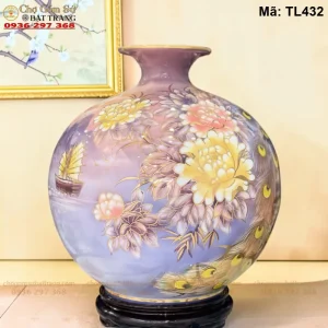 Bình Hút Lộc Thuận Buồm Xuôi Gió Vẽ Vàng Màu Tím H35 - Mã TL432 - Ảnh 2