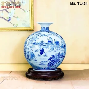 Bình Hút Lộc Tiểu Đồng Chăn Trâu Cắt Cỏ Men Lam H35 - Mã TL434 - Ảnh 2