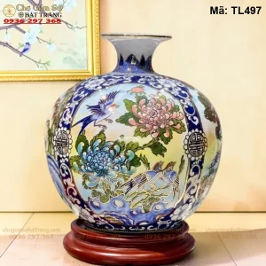 Bình Hút Lộc Tứ Cảnh Vẽ Vàng H30 - Mã TL497