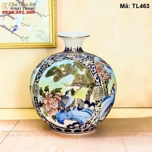 Bình Hút Lộc Tứ Cảnh Vẽ Vàng H35 - Mã TL463