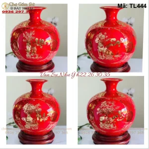 Bình Hút Lộc Vạn Sự Như Ý Vẽ Vàng Màu Đỏ - Mã TL444