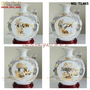 Bình Hút Lộc Vạn Sự Như Ý Vẽ Vàng Màu Trắng - Mã TL445