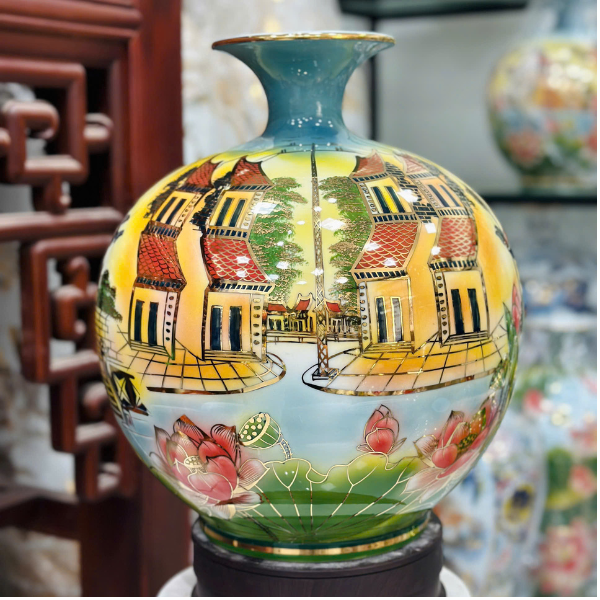 Bình Hút Lộc Vẽ Cảnh Hà Nội H35 Bình Hút Lộc Vẽ Cảnh Hà Nội H35
