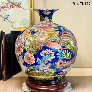 Bình Hút Tài Lộc Bách Điểu Ngàn Hoa Vẽ Vàng H30 - Mã TL322