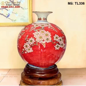 Bình Hút Tài Lộc Băng Mai Đỏ Vẽ Vàng H35 - Mã TL336