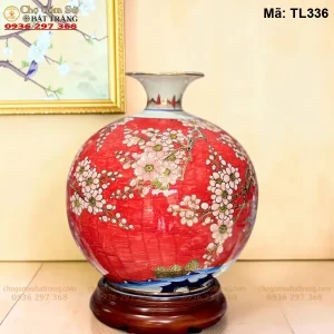 Bình Hút Tài Lộc Băng Mai Đỏ Vẽ Vàng H35 - Mã TL336 - Ảnh 2