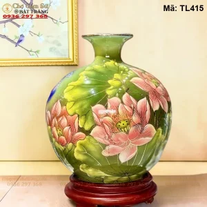 Bình Hút Tài Lộc Cảnh Sen Hạc Vẽ Vàng H30 - Mã TL415 - Ảnh 2