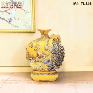 Bình Hút Tài Lộc Công Danh Phú Quý Vàng Đắp Nổi - Mã TL346