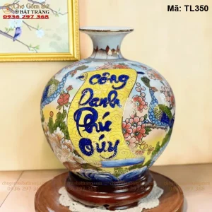 Bình Hút Tài Lộc Công Danh Phú Quý Vẽ Vàng H30 - Mã TL350