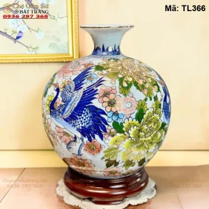 Bình Hút Tài Lộc Hạc Ngàn Hoa Sinh Phú Quý Vẽ Vàng H30 - Mã TL366