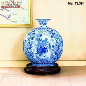 Bình Hút Tài Lộc Mã Đáo Thành Công Men Loang Đắp Nổi Vẽ Vàng - Mã TL384