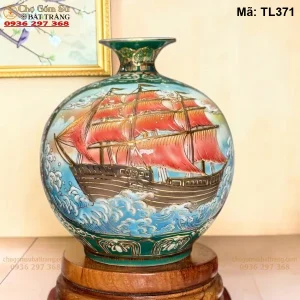 Bình Hút Tài Lộc Thuận Buồm Xuôi Gió – Mã Đáo Thành Công Nổi Vẽ Vàng H35 - Mã TL371