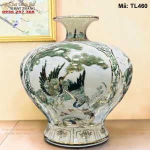 Bình Hút Tài Lộc Tứ Cảnh Men Hoàng Thổ H35 - Mã TL460