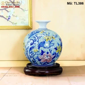 Bình Hút Tài Lộc Tứ Cảnh Nền Gấm H40 - Mã TL386