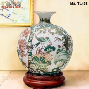 Bình Hút Tài Lộc Tứ Cảnh Vẽ Vàng H30 - Mã TL438