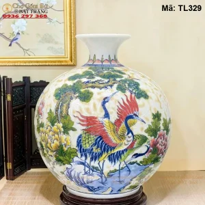 Bình Hút Tài Lộc Tùng Hạc Diên Niên Nền Gấm H30 - Mã TL329