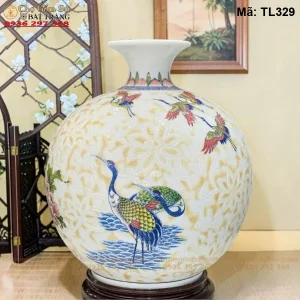 Bình Hút Tài Lộc Tùng Hạc Diên Niên Nền Gấm H30 - Mã TL329 - Ảnh 2